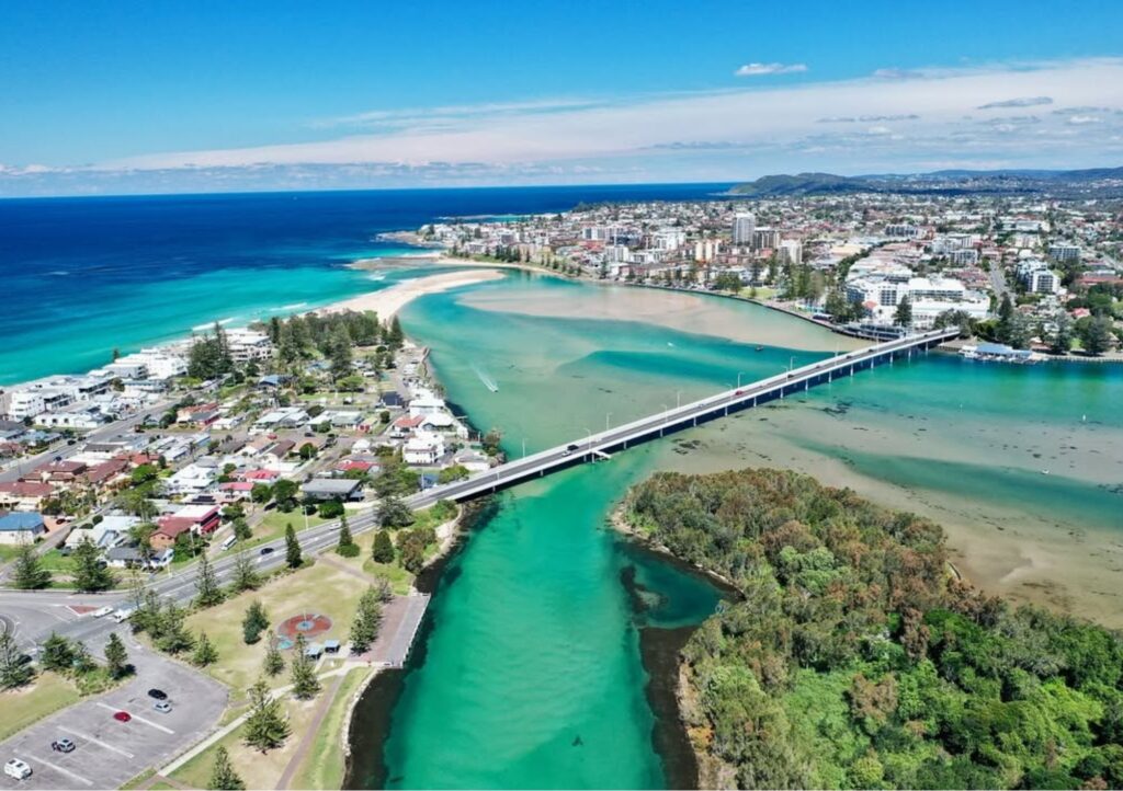 ariel shot of the entrance in the central coast