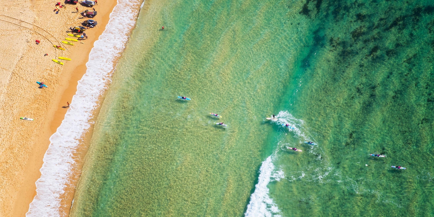 toowoon bay beach in central coast - crystal clear water and gold sand