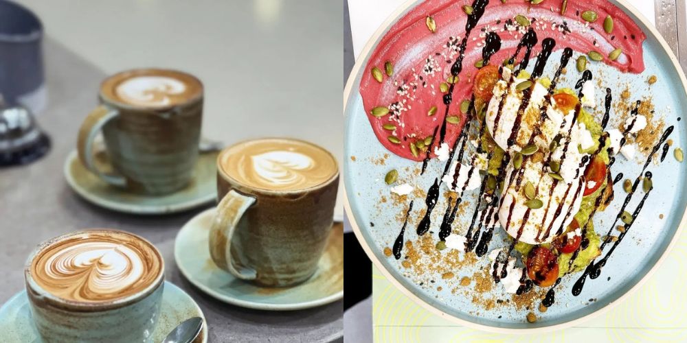 Signature brunch dishes and artisan coffee at Brunch N Brew The Entrance, showcasing colourful breakfast plates, specialty drinks and relaxed café dining.