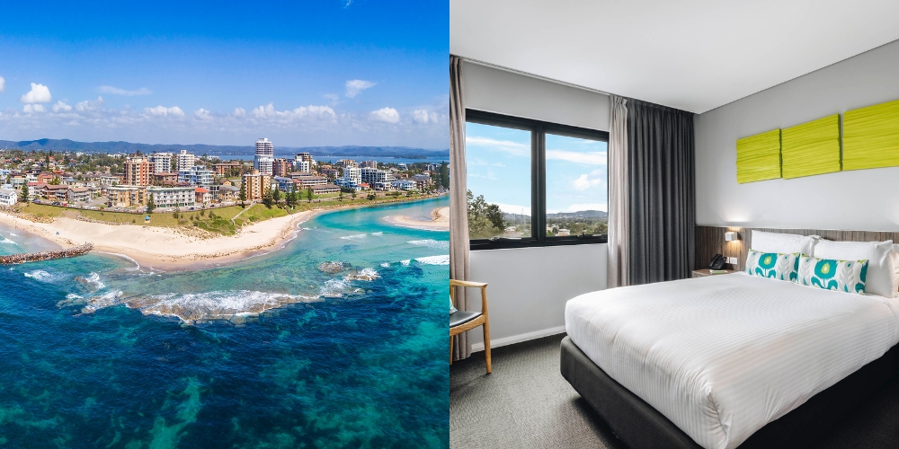 Ibis Styles The Entrance accommodation on the NSW Central Coast, featuring a modern guest room and nearby coastal scenery.